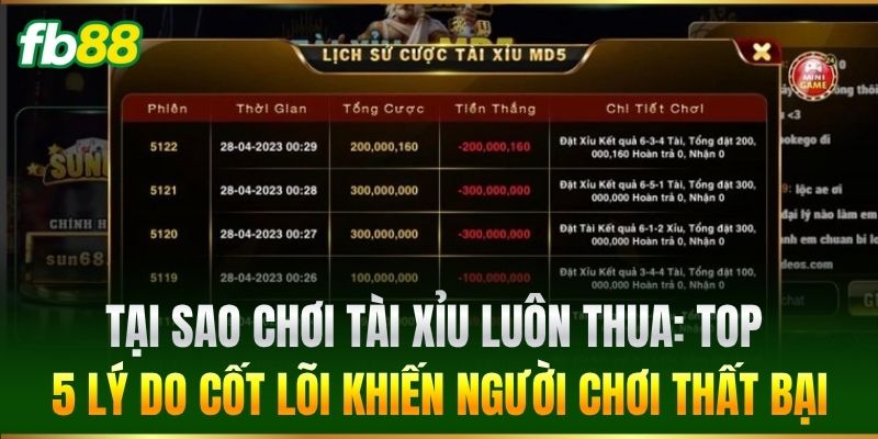 Tại Sao Chơi Tài Xỉu Luôn Thua: Top 5 lý do cốt lõi